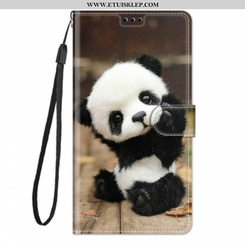 Etui Folio do Xiaomi Redmi Note 11 Pro Plus 5G z Łańcuch Mała Panda Z Paskiem